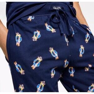 Polo Ralph Lauren Lounge Jogger Pants Sz Xl‎ Cowboy Suicide Ski Bear AOP Blue
